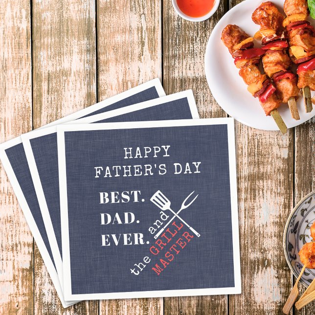 Serviette En Papier Meilleur papa jamais Grill Master Fête des pères (Créateur téléchargé)