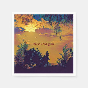 Serviette En Papier Meilleur Papa Jamais Sunrise Paysage Art Abstrait