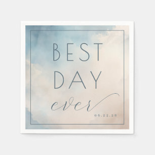 Serviette En Papier Meilleure journée optimiste aquarelle bleue