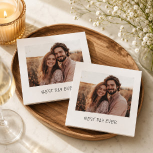 Serviette En Papier Meilleure journée photo mariage personnalisée rétr