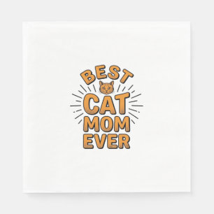 Serviette En Papier Meilleure Maman de Chat Vintage Gravure Design_1