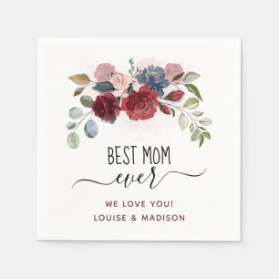 Serviette En Papier Meilleure maman jamais personnalisé aquarelle flor