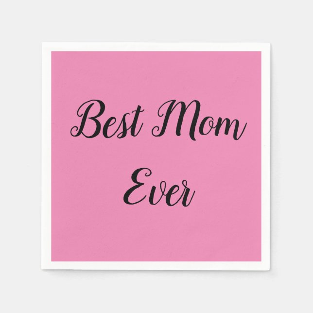 Serviette En Papier Meilleure maman jamais texte rose (Devant)