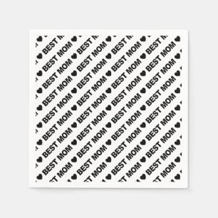 Serviette En Papier Meilleure maman noir sur papier blanc Napkin