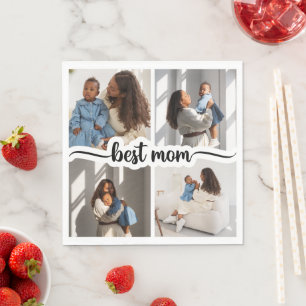 Serviette En Papier Meilleure Maman Personnalisée 4 Photo Collage