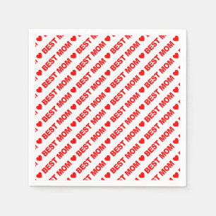 Serviette En Papier Meilleure maman rouge sur papier blanc Napkin