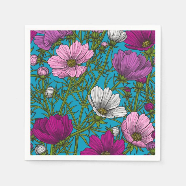 Serviette En Papier Mélange cosmos bleu (Devant)