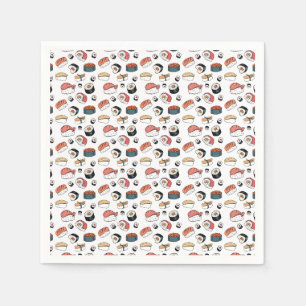 Serviette En Papier Mélange de Sushi Dessiné à la Main