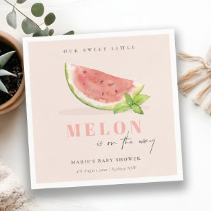 Serviette En Papier Mélange Notre Petit Melon Baby shower Aquarelle Bl