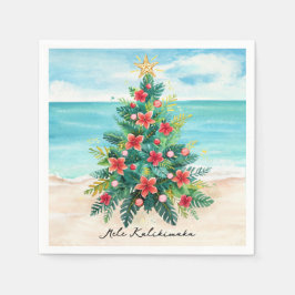 Serviette En Papier Mele Kalikimaka Tropical Palm Tree Christmas