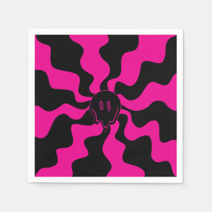 Serviette En Papier Melt de sourire - Magenta et noir