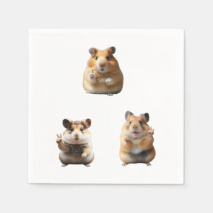 Serviette En Papier Mème de hamster drôle signe de paix