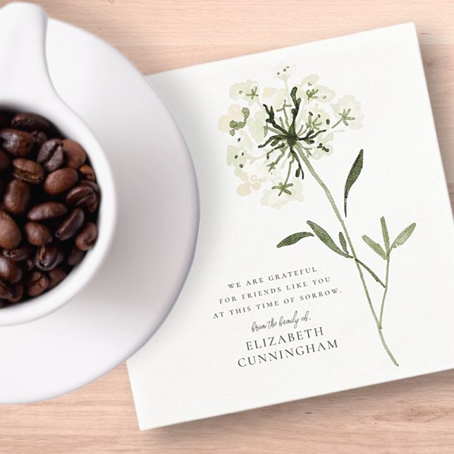 Serviette En Papier Mémorial Aquarelle Fleur Botaniques Élégant Chic (Créateur téléchargé)