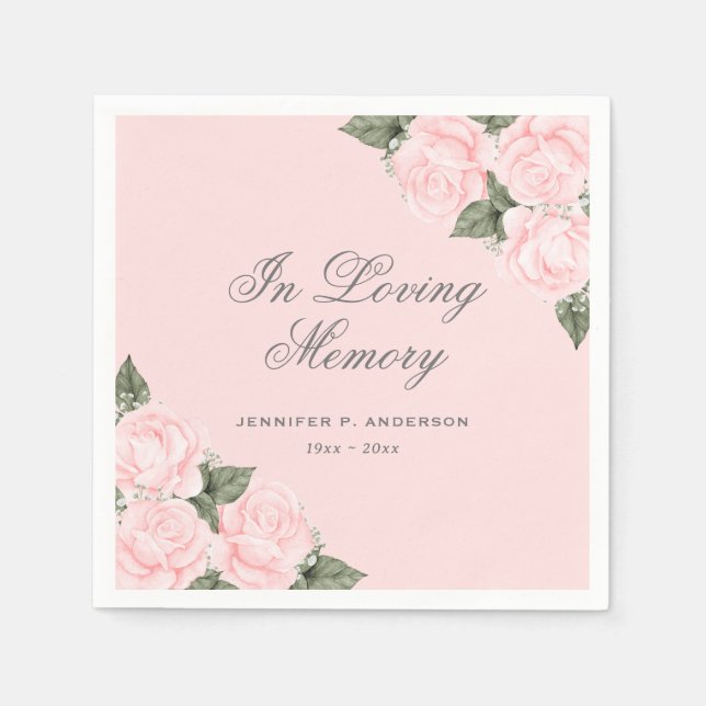 Serviette En Papier Mémorial funéraire rose de l'Aquarelle (Devant)