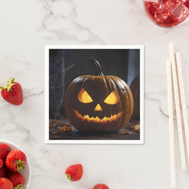 Serviette En Papier Menacer Citrouille Halloween, (En situation)