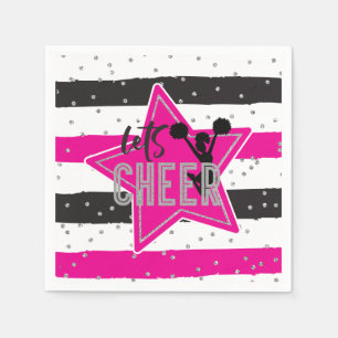 Serviette En Papier Meneur de claque Rose Argent Noir Anniversaire de