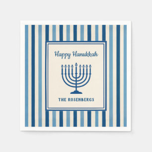Serviette En Papier Menorah de Hanukkah rayures tendance personnalisée