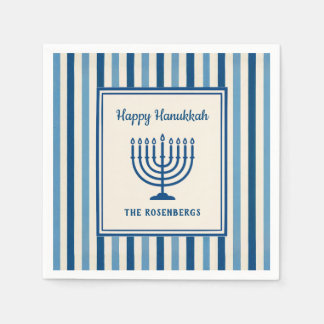 Serviette En Papier Menorah de Hanukkah rayures tendance personnalisée