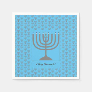 Serviette En Papier Menorah personnalisée de Hanukkah   Papier