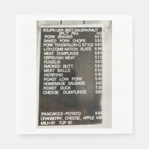 Serviette En Papier Menu alimentaire lituanien polonais Cècélinai Vian
