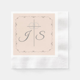 Serviette En Papier Menu Mariage rose Champagne Simple Catholique