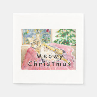 Serviette En Papier Meowy Christmas cat à Londres