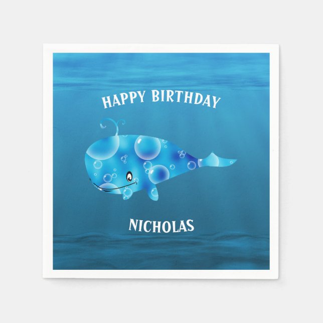 Serviette En Papier Mer Bleue Et Baleine (Devant)