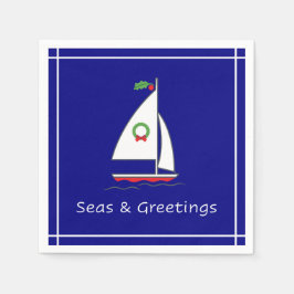 Serviette En Papier Mer et salutations Nautique Vacances Napkin Marine