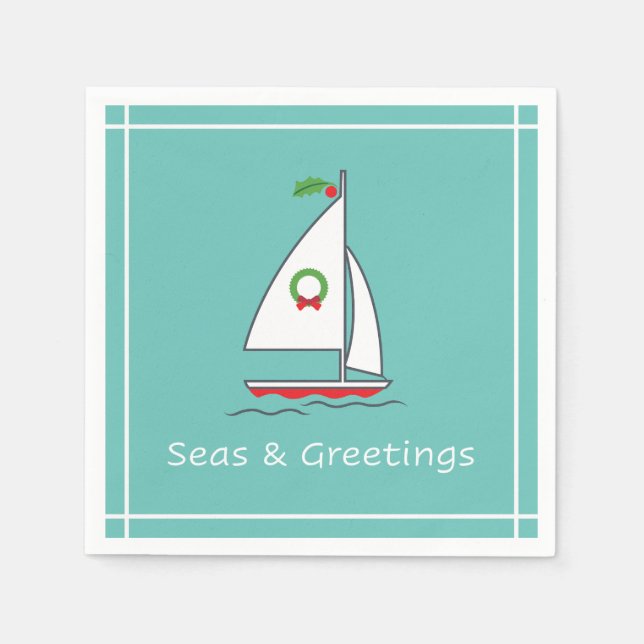 Serviette En Papier Mer et salutations Nautique Vacances Napkin Seafoa (Devant)