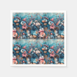 Serviette En Papier Mer savonneuse habitants de poissons amusants