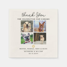 Merci 4 Animaux de compagnie Photos Mariage Napkin