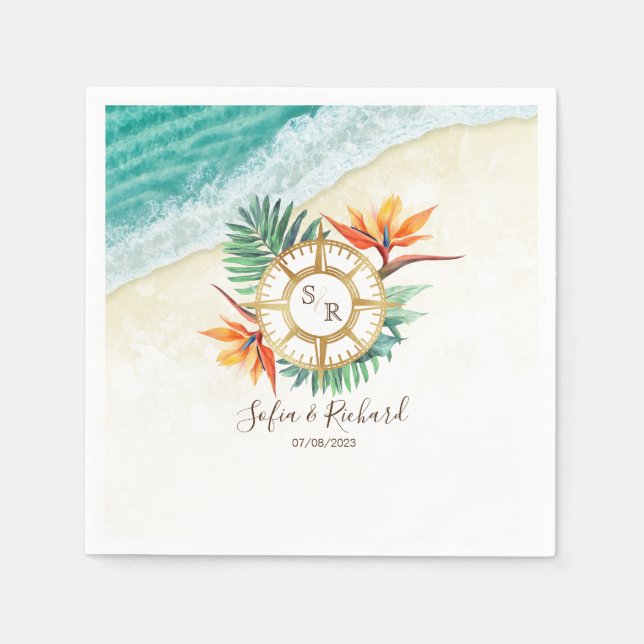 Serviette En Papier Merci Compass mariage Destination Passport (Devant)