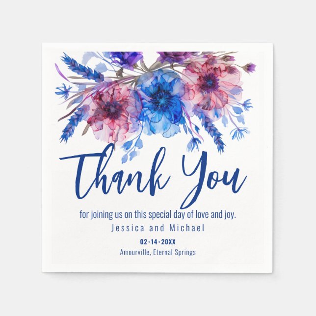 Serviette En Papier 💍 Merci Cornflowers et Lavande (Devant)
