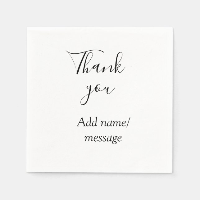 Serviette En Papier Merci d'ajouter un message de nom simple calligrap (Devant)