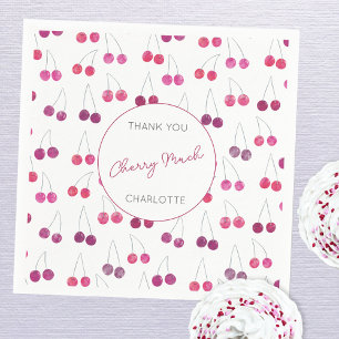 Serviette En Papier Merci d'aquarelle cerise personnalisé