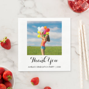 Serviette En Papier Merci de calligraphie Photo Graduation Party Papie