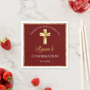 Serviette En Papier Merci de confirmation Elegant Gold Boys