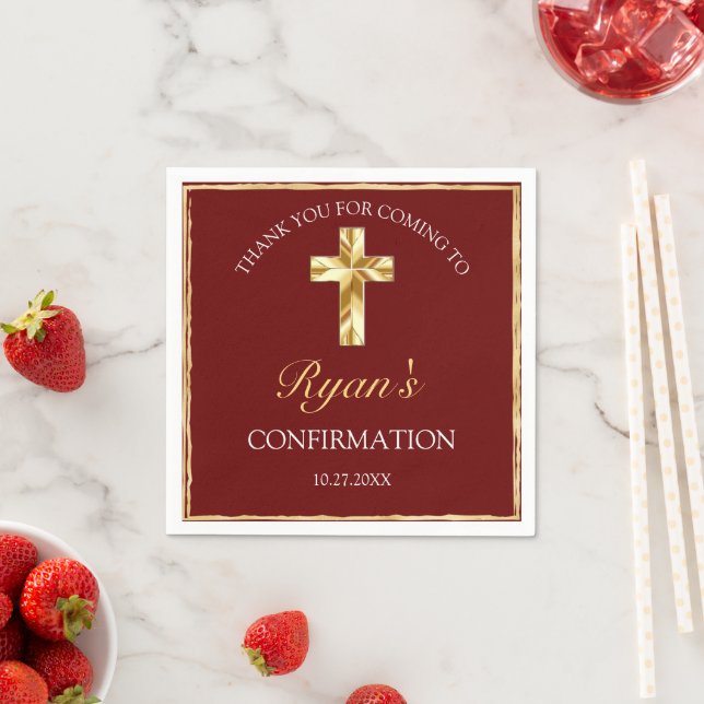 Serviette En Papier Merci de confirmation Elegant Gold Boys (En situation)