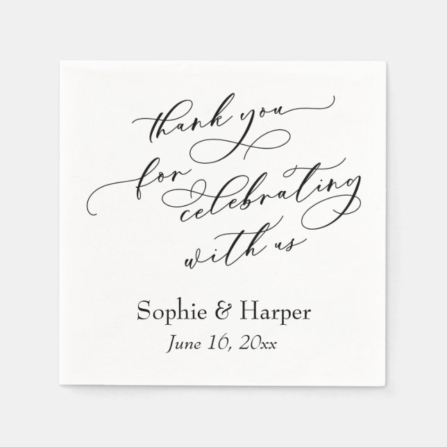 Serviette En Papier Merci de script de luxe pour célébrer avec nous (Devant)