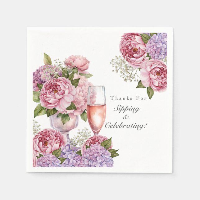Serviette En Papier Merci de sipping & Celebrating floral (Devant)