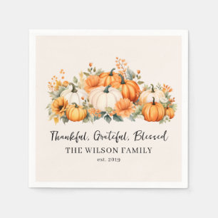 Serviette En Papier Merci Grateful Blessed Automne Citrouille Nom de f