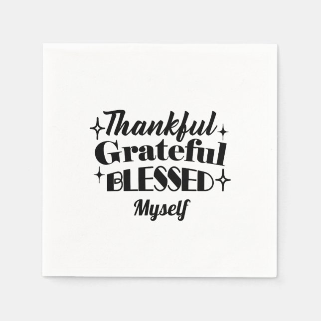 Serviette En Papier Merci, Gratuit, Béni Étincelant Thanksgiving (Devant)