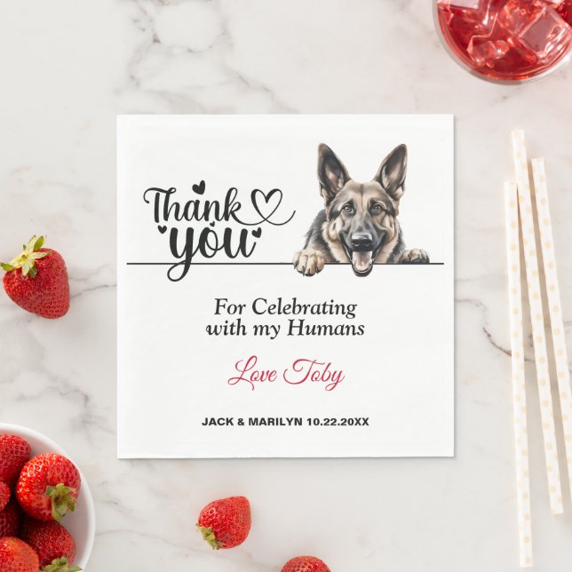 Serviette En Papier Merci Mariage berger allemand (En situation)