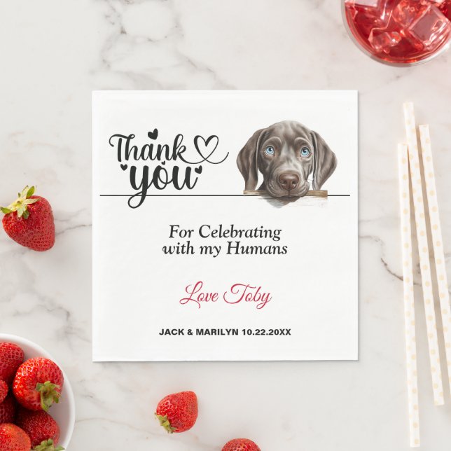 Serviette En Papier Merci Mariage de chien Weimaraner (En situation)