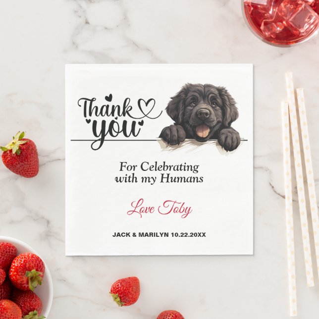 Serviette En Papier Merci Mariage de Terre-Neuve (En situation)