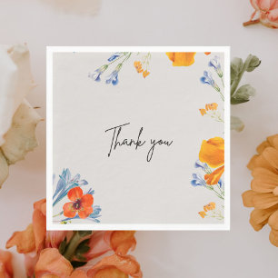Serviette En Papier Merci moderne Floral Nastartium Bleu Botanique