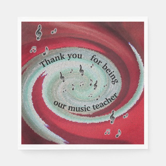 Serviette En Papier Merci Musique Enseignant Fin d'année Repas Retrait (Devant)