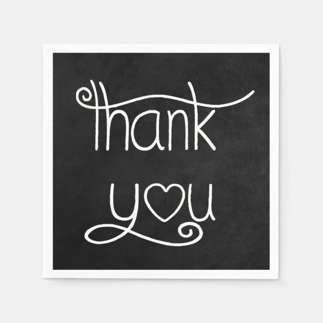 Serviette En Papier Merci noir et blanc Chalkboard Party (Devant)