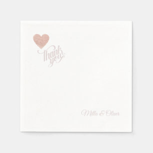 Serviette En Papier Merci Pinkish Love Mariage de coeur