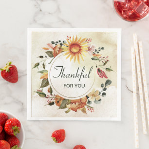 Serviette En Papier Merci Pour Vous Thanksgiving Sunflower